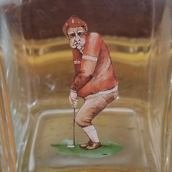 Vintage Golf Decanter & Gold Rimmed Glasses Barware Set & Cocktail Napki… - Picture 4 of 15
